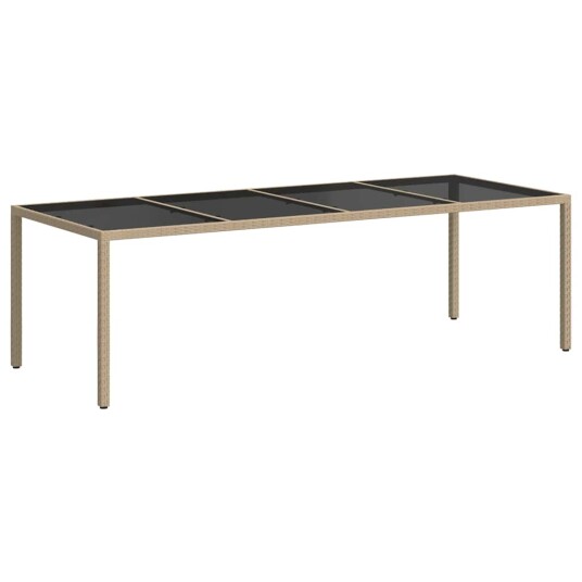 vidaXL Hagebord 250x100x75 cm herdet glass og polyrotting Beige