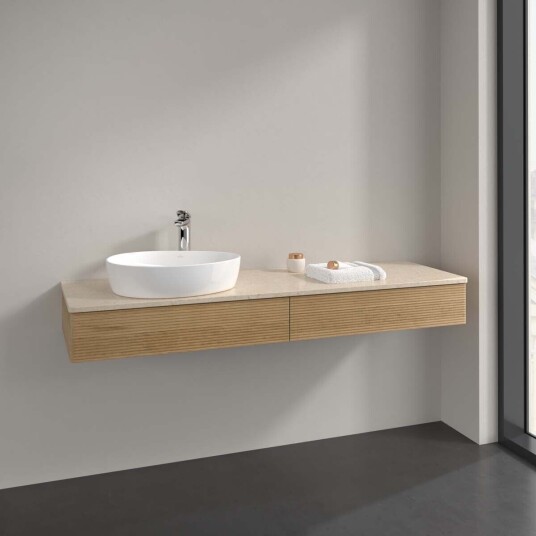 Villeroy & Boch Antao Servantskap med 2 skuffer 160x50x19 cm u/lys Eik/Crème Villeroy & Boch Antao Servantskap med 2 skuffer 160x50x19 cm u/lys Eik/Crème