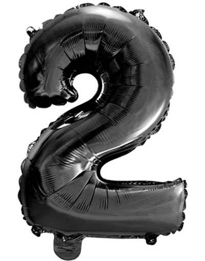 Tallet 2 Svart 41 cm Liten Folieballong