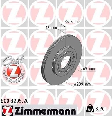 ZIMMERMANN 600.3205.20 Bremseskive