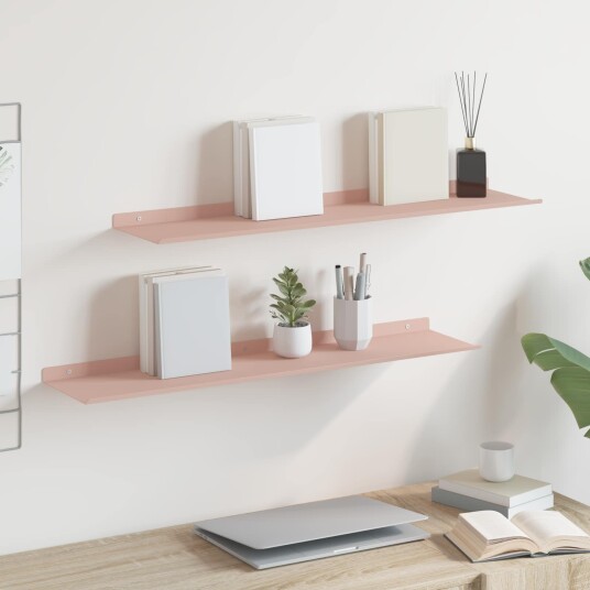 vidaXL Flytende hylle Veggmontert 2 pcs Rosa 80 x 18 x 2,5 cm Stål