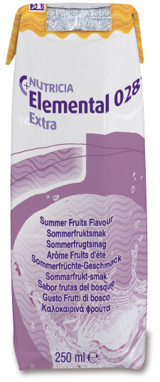 Elemental 028 Extra LQ sykdomsspesifikk næringsdrikk Sommerfrukt 18x250 ml Elemental 028 Extra LQ sykdomsspesifikk næringsdrikk Sommerfrukt 18x250 ml