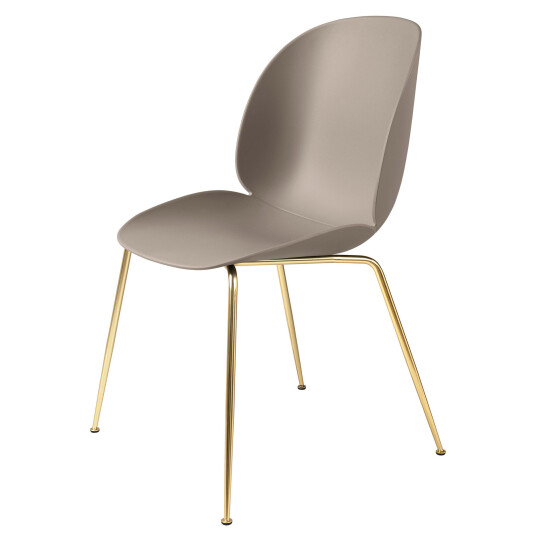 Gubi Beetle Dining Chair Conic Base Uten Trekk Black / Pastel Green New Beige / Brass Gubi Beetle Dining Chair Conic Base Uten Trekk Black / Pastel Green New Beige / Brass