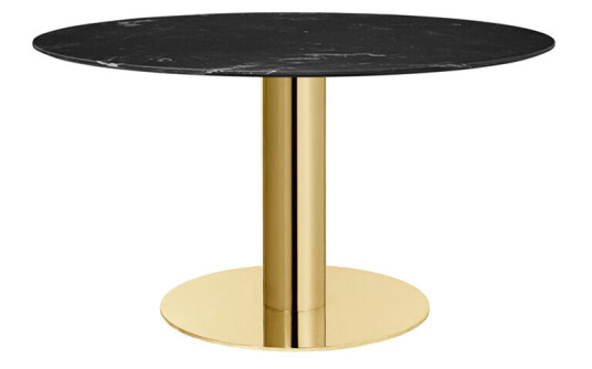 Gubi 2.0 spisebord marble black, Ø 130, messingstativ