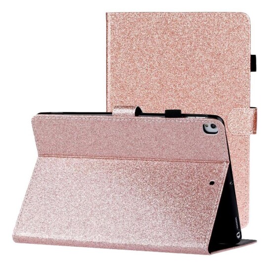 INCOVER iPad 10.2" (2021 / 2020 / 2019) Glitter Deksel m. Stativfunksjoner & Kortholder - Glitter Rose Gull