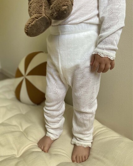 Joha Ull Baby Leggings - Ull Og Silke - Blonder - Ivory Joha Ull Baby Leggings - Ull Og Silke - Blonder - Ivory