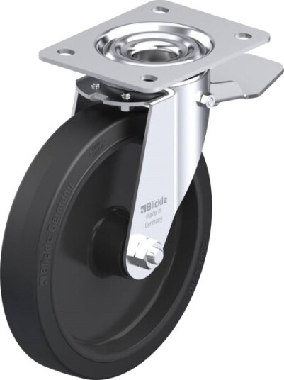 Blickle 850241 Le-Poev 201Xr-St Styrehjul Med Brems, Hjuldiameter 200 Mm, Bæreevne (Maks.) 300 Kg, 1 Stk