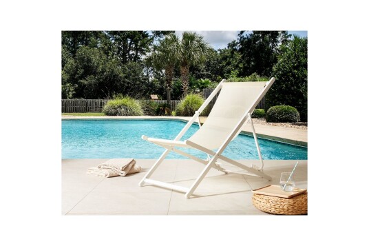 Sammenleggbar dekkstol Locri II - Beige, hvit