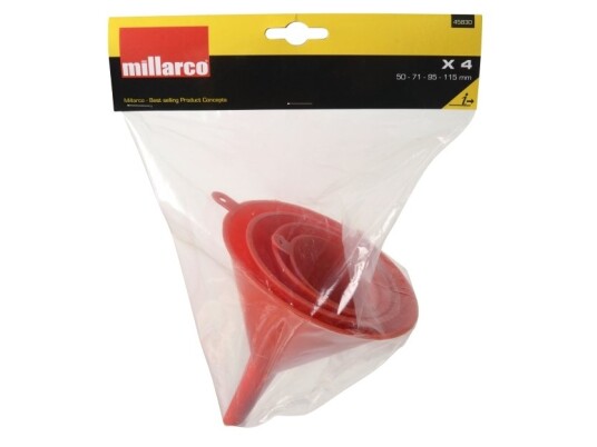 Millarco Tragtsæt med 4 størrelser: 50mm, 71mm, 95mm, 115mm - Håndverktøy Millarco Tragtsæt med 4 størrelser: 50mm, 71mm, 95mm, 115mm - Håndverktøy