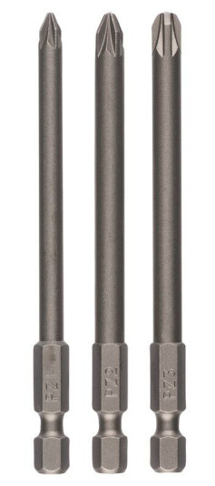 Bosch 3 delers sett skrutrekkerblad for pozidriv kryssporskruer PZ PZ1; PZ2; PZ3; 89 mm Bosch 3 delers sett skrutrekkerblad for pozidriv kryssporskruer PZ PZ1; PZ2; PZ3; 89 mm
