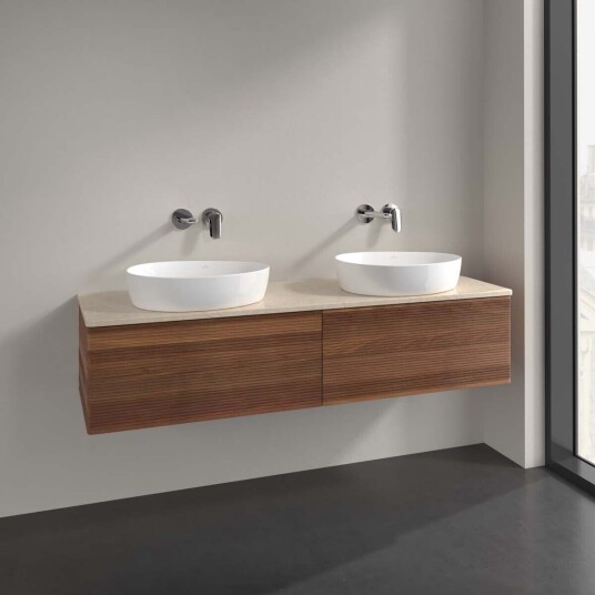 Villeroy & Boch Antao Servantskap med 2 skuffer 160x50x36 cm u/lys Valnøtt/Crème Villeroy & Boch Antao Servantskap med 2 skuffer 160x50x36 cm u/lys Valnøtt/Crème