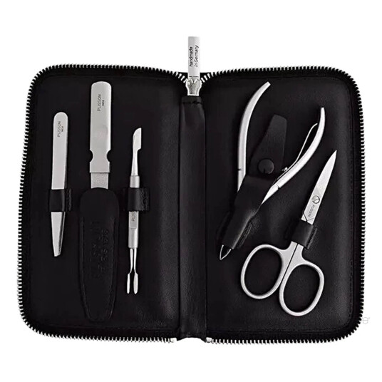 Plisson Manicure Set, Black Leather5 parts