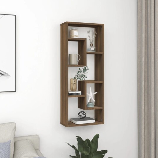 vidaXL Vegghylle brun eik 36x16x90 cm konstruert tre vidaXL Vegghylle brun eik 36x16x90 cm konstruert tre