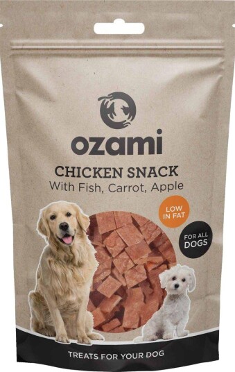 Ozami Hundegodbiter med Gulrot og Eple – Kylling og Fisk 100g Ozami Hundegodbiter med Gulrot og Eple – Kylling og Fisk 100g