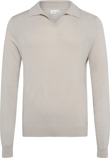 Davida Cashmere | Man Fine Knit Open Collar Sweater | L