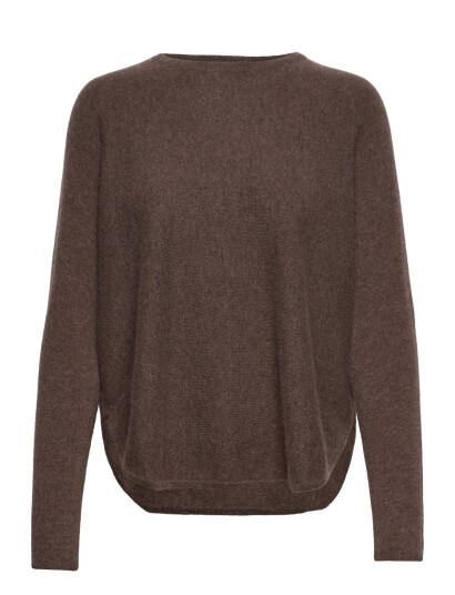 Davida Cashmere Curved Sweater - Brown - L