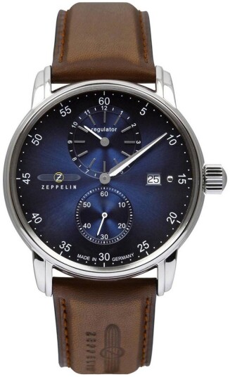 Zeppelin Herreklokke 86223 Captains Line Blå/Lær Ø43 mm