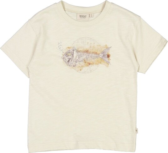 Wheat T skjorte Fiskeskjelett kritt Wheat 7 år 122 T skjorte Beige