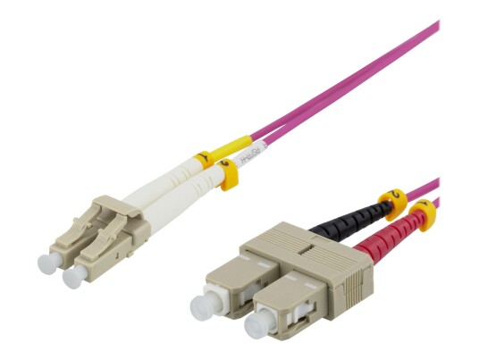 Deltaco Koblingskabel OM4 5m SC/UPC Multimodus Rosa