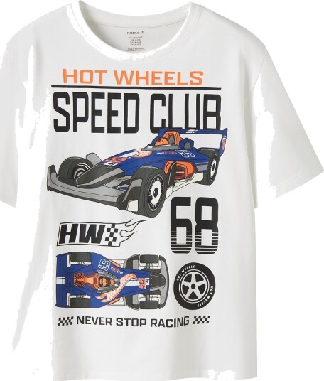 Name It T-skjorte - NkmSiddi - Hotwheels - Bright White - Name It - 6 år (116) - T-skjorte Blå Hvit Oransje Svart