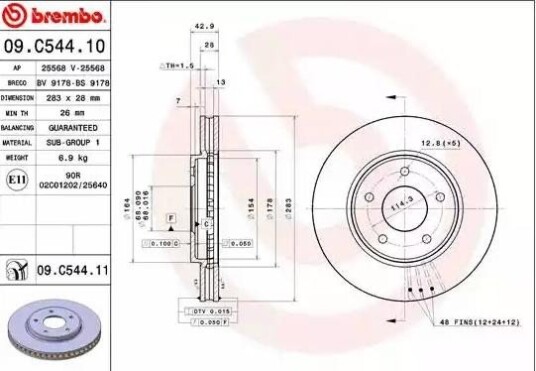 Bremseskive BREMBO 09.C544.11
