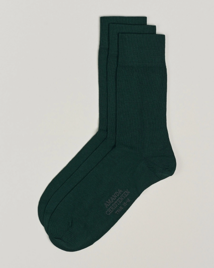 Amanda Christensen 3-Pack True Cotton Socks Bottle Green
