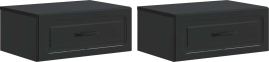  Vegghengt Nattbord 2 pcs Svart 49 x 34,5 x 20 cm Konstruert tre