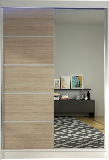 Garderobe + LED - Hvit / Eik