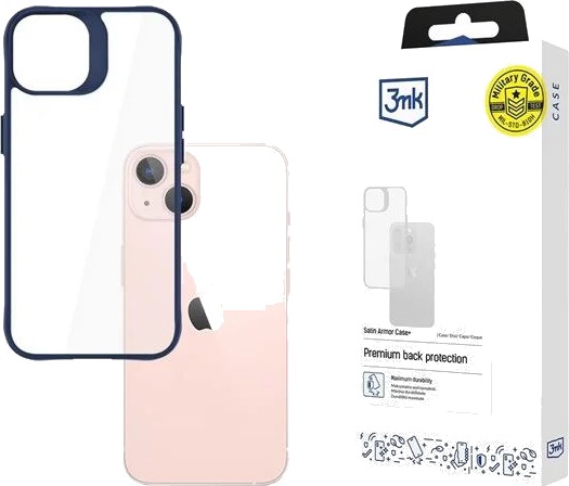 3mk Satin Armor Case+ Blue for Apple iPhone 14 Transparent