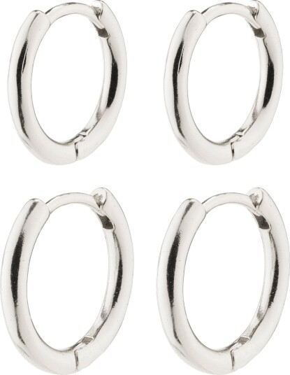 Pilgrim LEAF 2 i 1 sett huggie hoops sølvbelagt