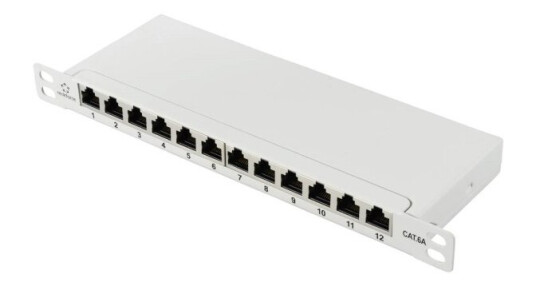 Renkforce Rf-4996628 12 Porte Patch-Panel 254 Mm (10) Cat 6A 0.5 U Grå Med Stik