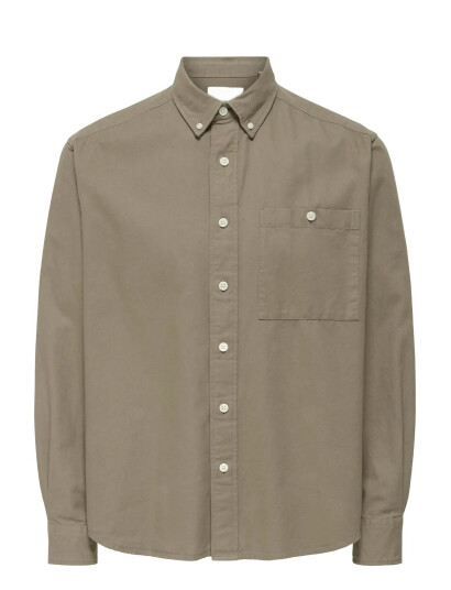 ONLY & SONS Onslennart Loose Oxford Shirt 0382 - Khaki green - M