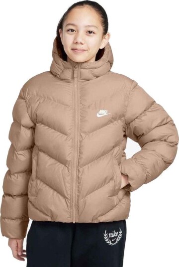 Nike Vinterjakke Nsw Therma fit Synthetic fill All Day Play   Brun/hvit Barn størrelse S: 128 137 cm
