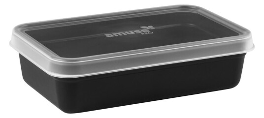 Amuse Pro Gjenbrukbar matboks Amuse Pro rektangulær; 950ml 21.5x13.5x5.7 cm LxBxH; Svart; Rektangulær; 10 Stykk / Forpakning Amuse Pro Gjenbrukbar matboks Amuse Pro rektangulær; 950ml 21.5x13.5x5.7 cm LxBxH; Svart; Rektangulær; 10 Stykk / Forpakning