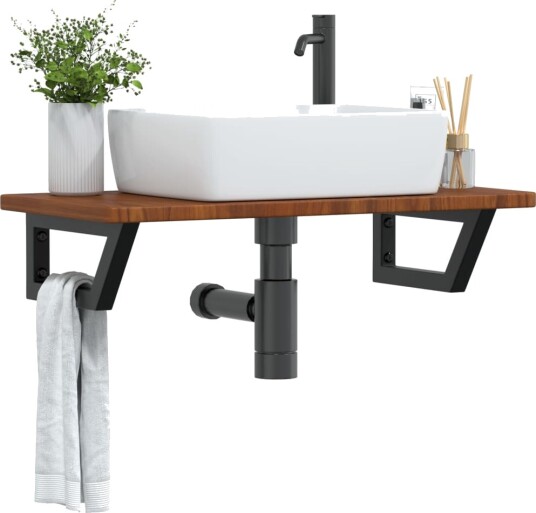 Servanthylle veggmontert stål og heltre eik Servanthylle veggmontert stål og heltre eik