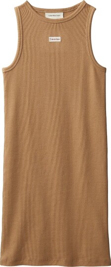 Calvin Klein Kjole Rib Tigerøye Calvin Klein 14 år 164 Kjole Brun