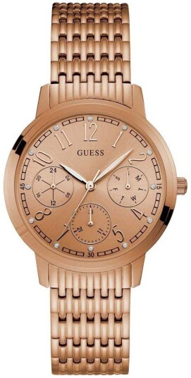 Guess Dameklokke W1088L2 Lattice Rosegullfarget/Rose gulltonet stål