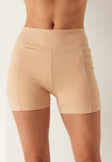 Bubbleroom Pocket Biker Shorts Beige XS