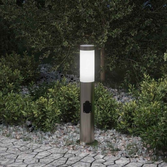 Pullertlampe med stikkontakt 50 cm rustfritt stål IP44