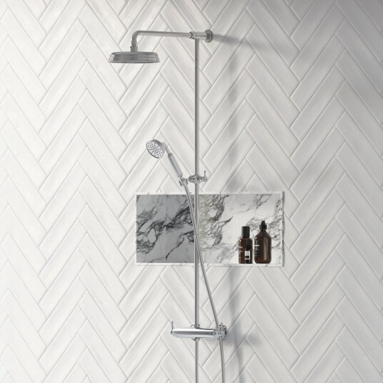 Hassel & Teudt HRL10 S01 Smartterm Dusjstangsett M/Ø21cm Rain Deluxe Med Easyclean Krom