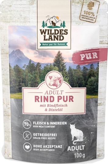 Wildes Land Cat PUR Våtfôr Okse med Tistelolje 12x100g