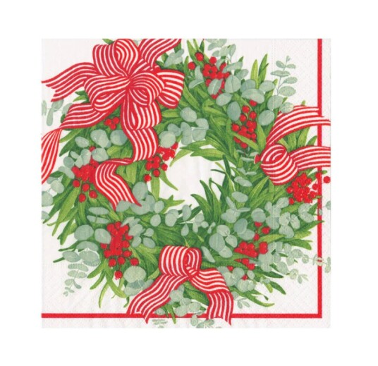 Ribbon Stripe Wreath kaffe servietter
