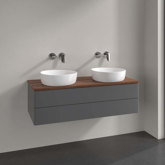 Villeroy & Boch  Antao Servantskap med 2 skuffer 120x50x36 cm m/lys Antrasitt/Valnøtt