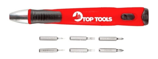 Top Tools Skrutrekkerbits Med Håndtak 7 Stk