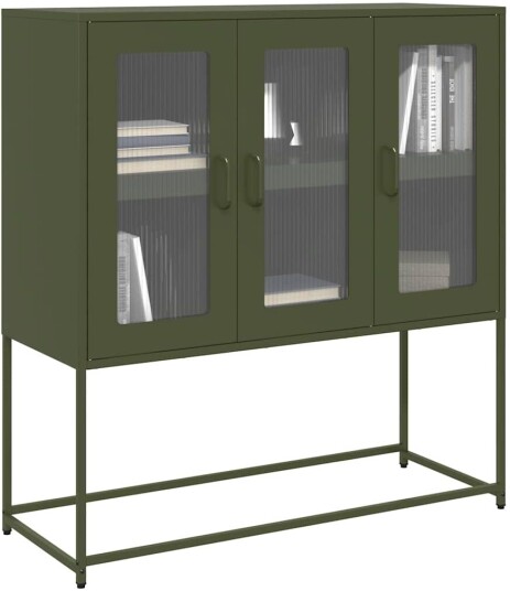 Skjenk olivengrønn 100,5x39x107 cm kaldvalset stål 8721158372420