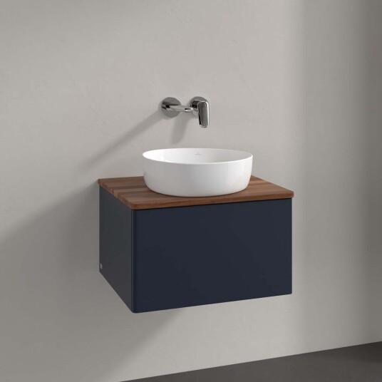 Villeroy & Boch  Antao Servantskap med 1 skuff 60x50x36 cm m/lys Blå Matt/Valnøtt