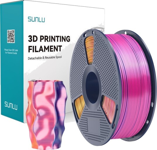 Sunlu Pla+ Silk Tre-Farget Filament 1.75 Mm 1 Kg (Rød-Gul-Blå)