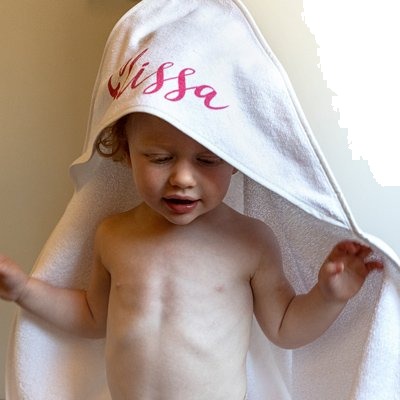 Håndkle med hette til baby med foto Håndkle med hette til baby med foto