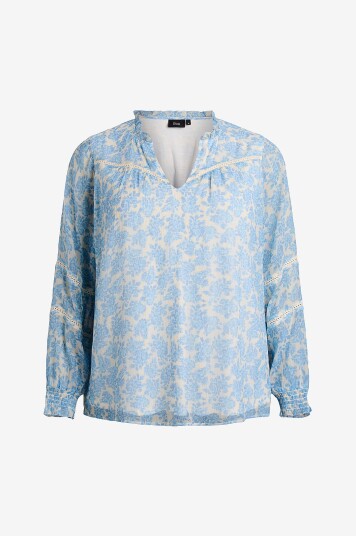 Zizzi Bluse mKiko L/S Blå