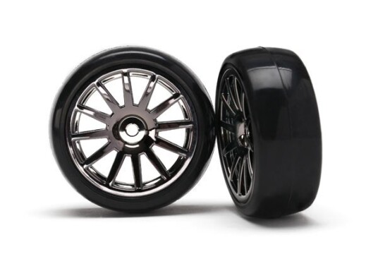 Traxxas 7573A 12-SP BLACK WHEELS SLICK TIRES Traxxas 7573A 12-SP BLACK WHEELS SLICK TIRES